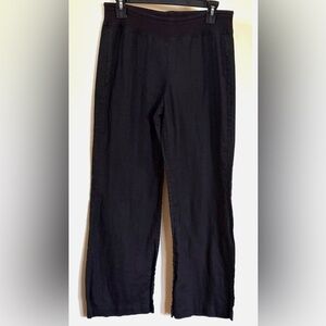 Saks Fifth Avenue 100% Linen Pants Black Pull On Elastic Waist Size M